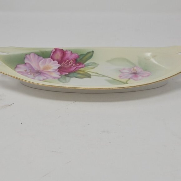Antique RS Germany Prussia Porcelain Celery Dish Bowl Azalea Flowers 9.25" - Picture 6 of 6